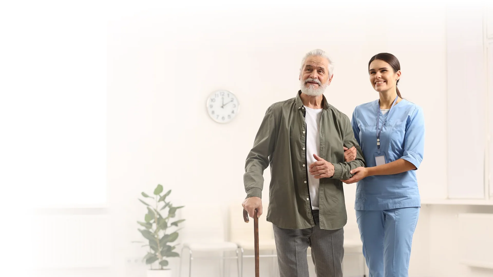 Senior man with caregiver