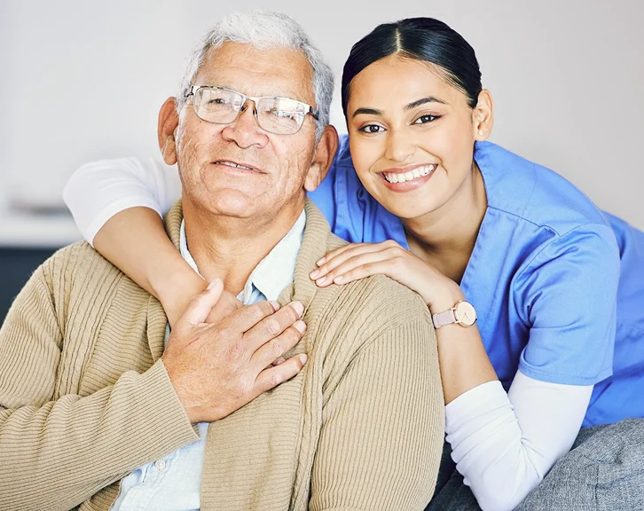 Caregiver with senior man